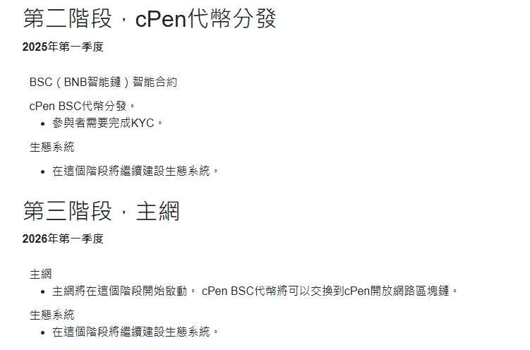 cPen 币上市时间与未来发展路线图