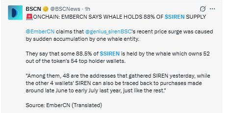 SIREN价格预测：反弹后为何下跌62%？