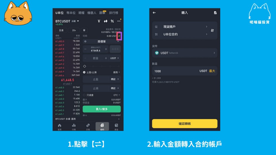 币安合约开单步骤