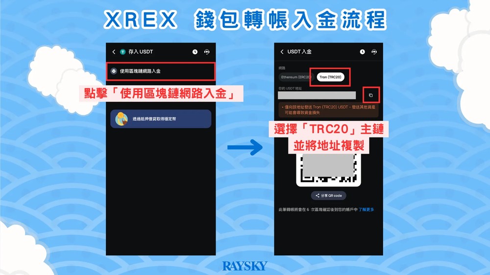 XREX 转帐入金储值步骤一：从XREX 取得要入金币种的转帐地址_图2