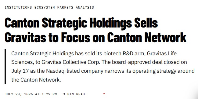 Gravitas 的销售对 Canton Network 为何如此重要?
