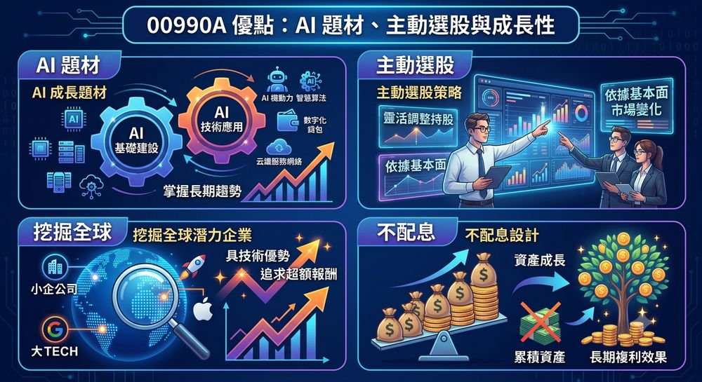 00990A 优点：AI 题材、主动选股与成长性