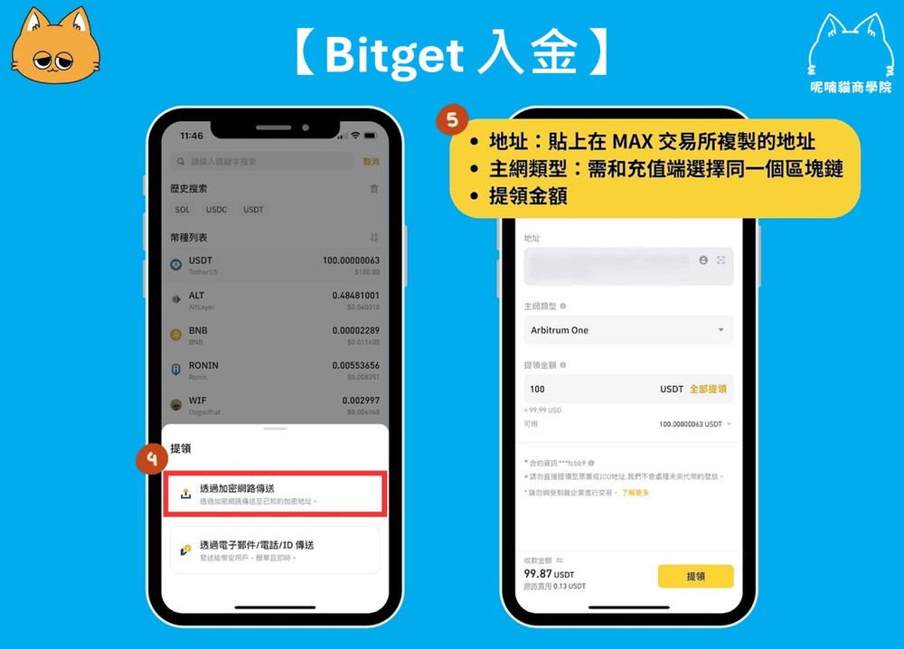 Step 2：从外部钱包/平台提币至 Bitget