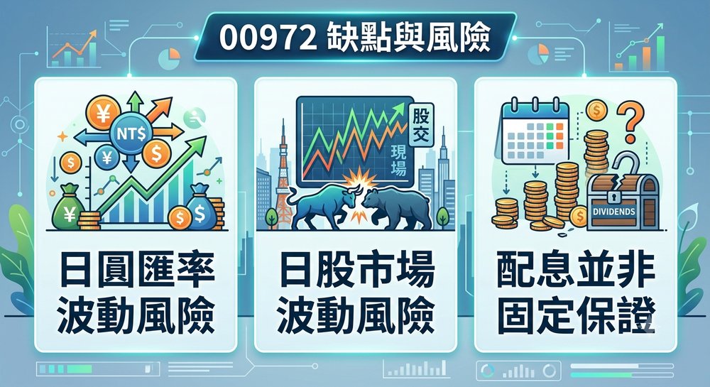 00972 缺点与风险：汇率、日股波动与配息不确定