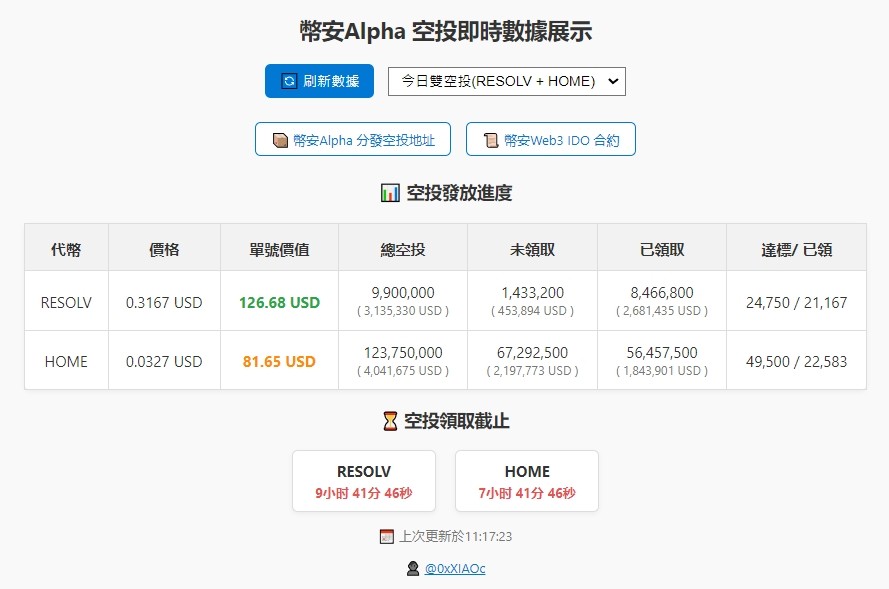 Tip 4：即时掌握空投进度