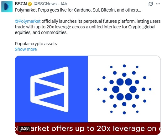 BNB加密货币今日新闻:Polymarket新增Perps平台