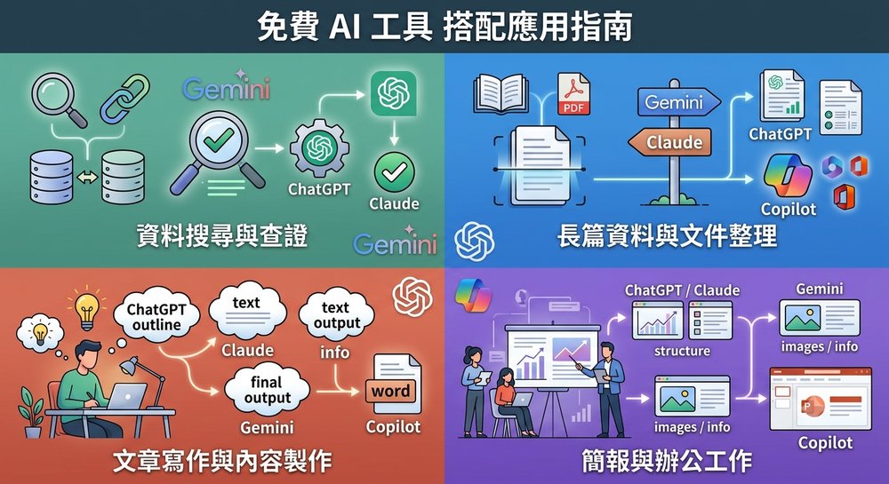 只用免费版如何搭配多款 AI 工具?